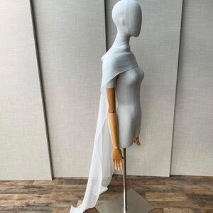 Ivory Silk Chiffon Bridal Scarf/Cape/Shawl Non-Slip with Button Closure